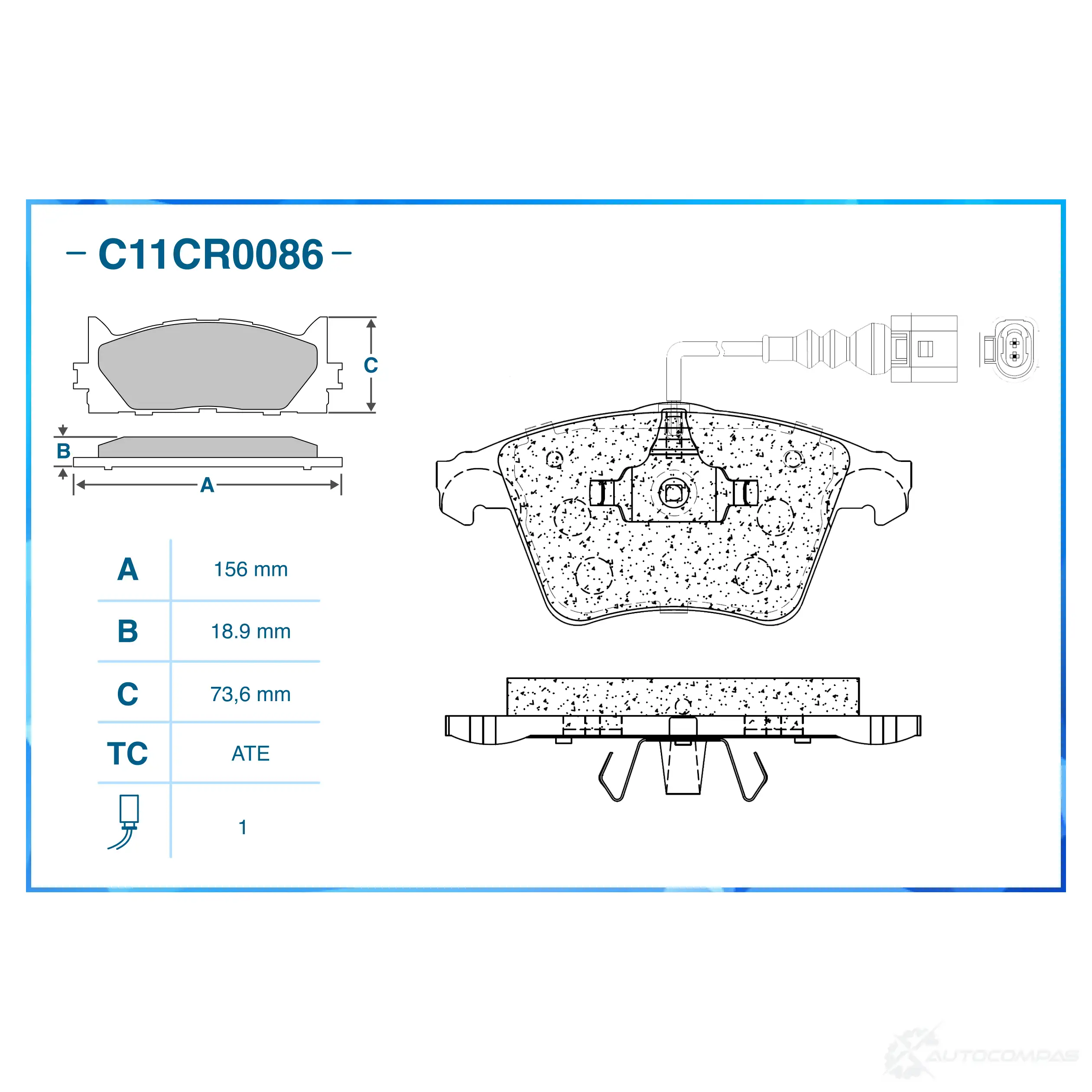 Тормозные колодки дисковые, комплект CWORKS 1439702951 C11CR0086 C 8AD0 изображение 1