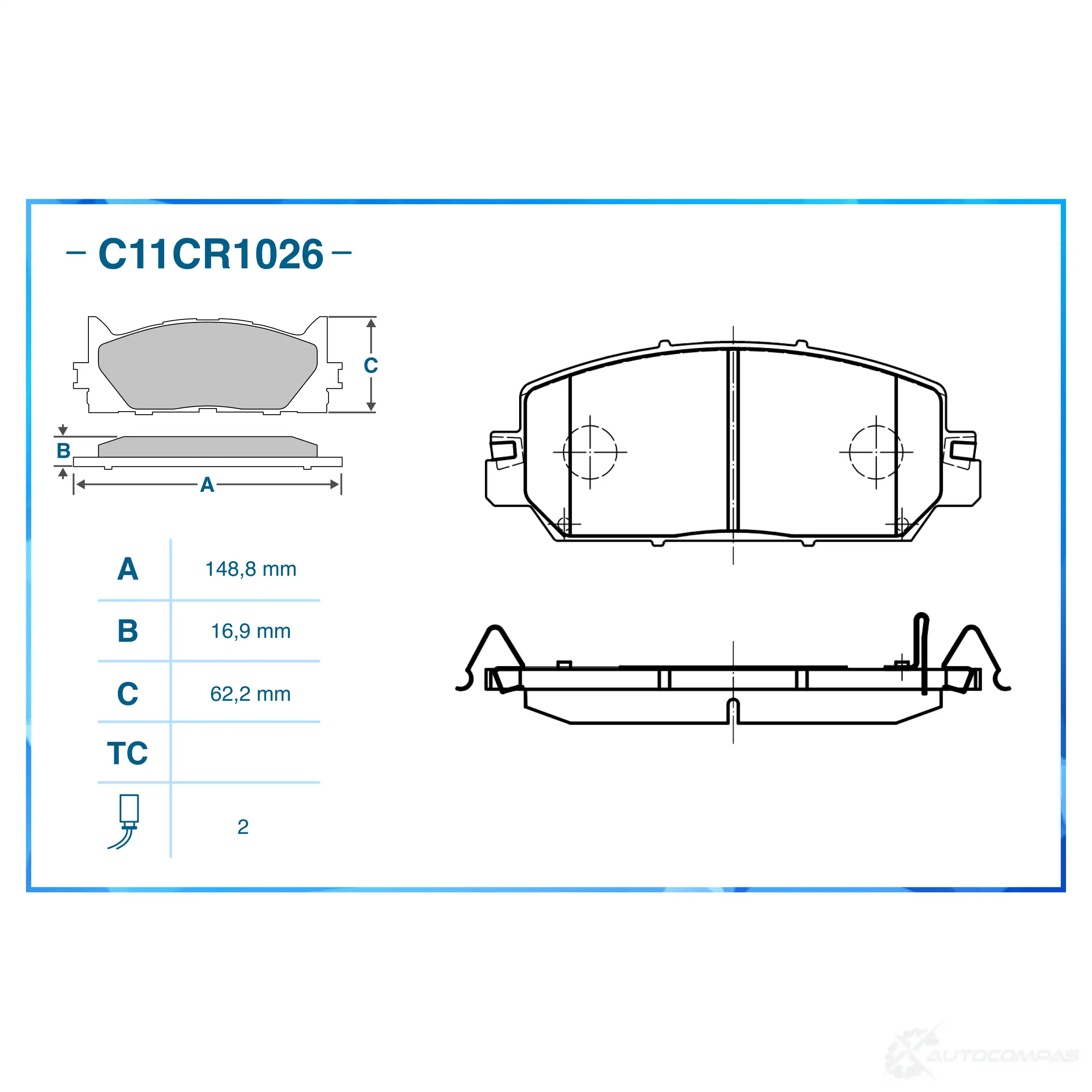 Тормозные колодки дисковые, комплект CWORKS LP OALU C11CR1026 1439703076 изображение 1