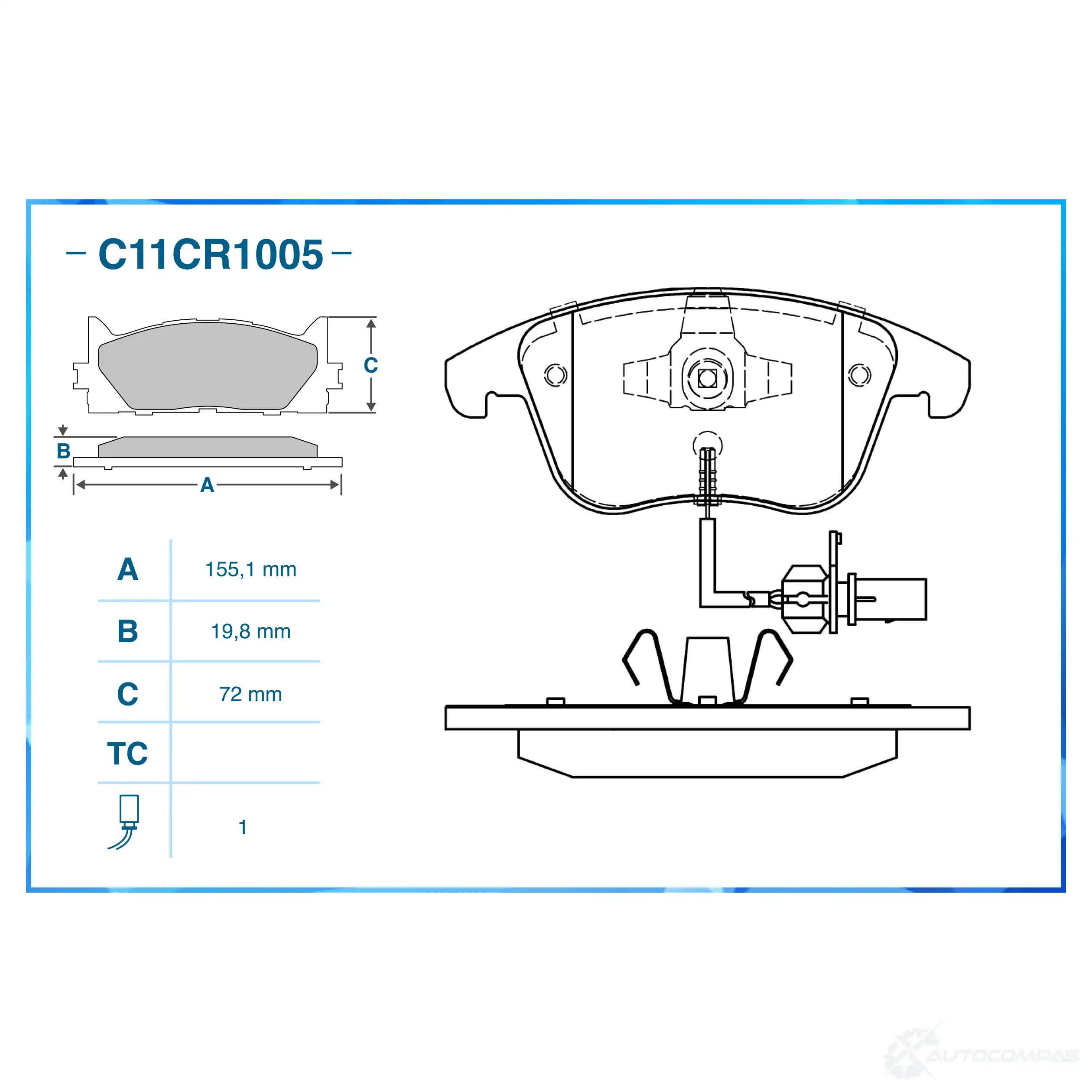 Тормозные колодки дисковые, комплект CWORKS C11CR1005 I 83DUDX 1439703102