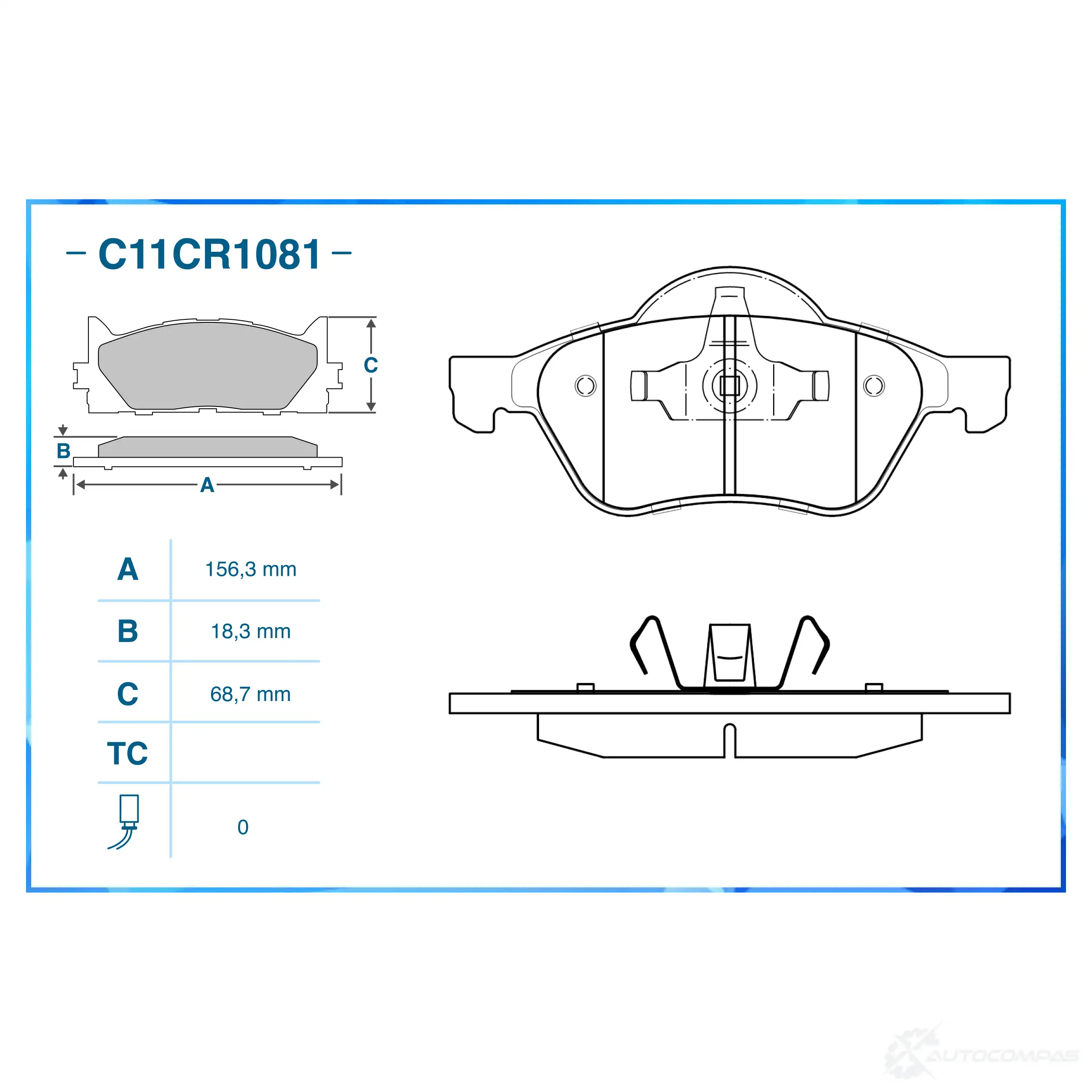 Тормозные колодки дисковые, комплект CWORKS U 60ECQ C11CR1081 1439703286