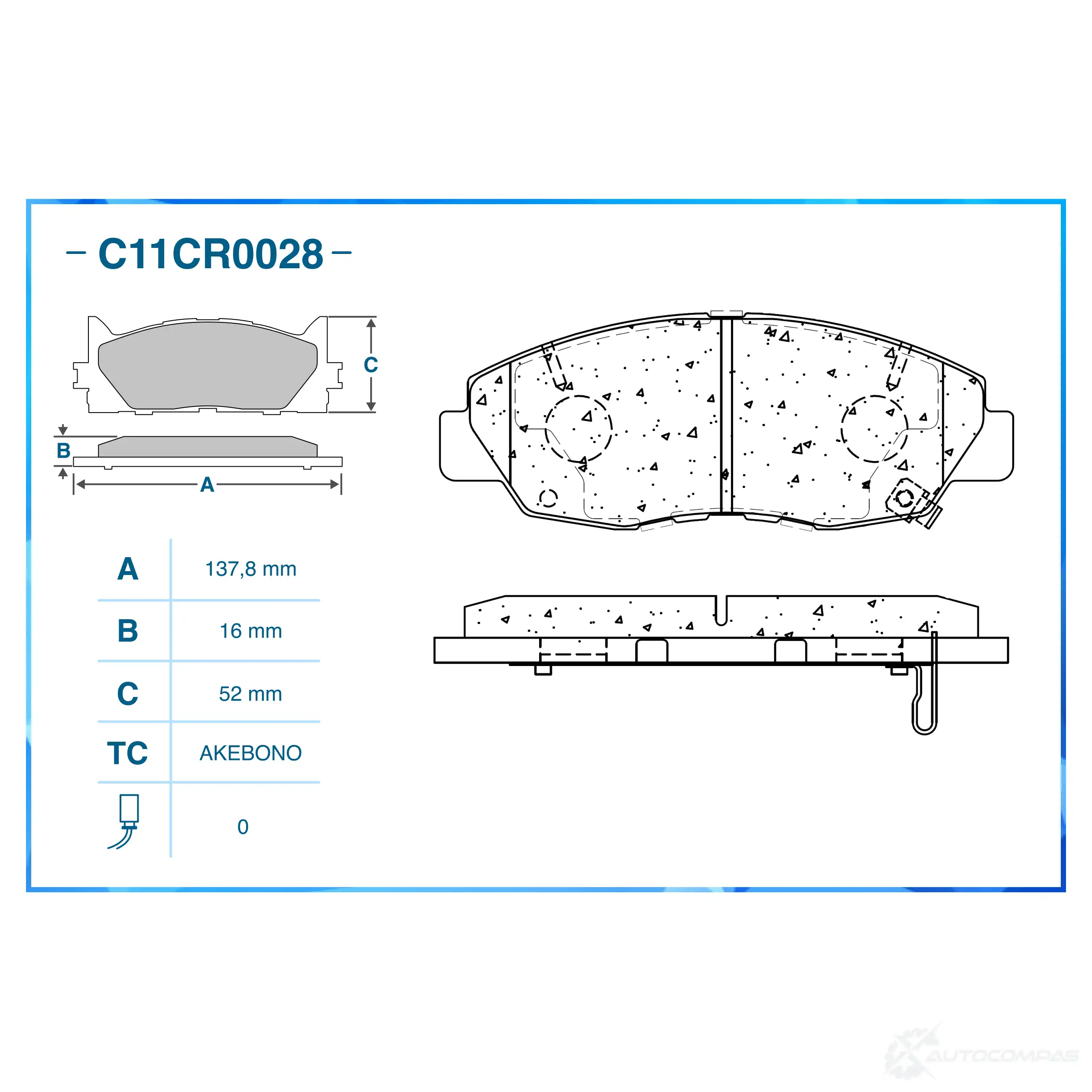 Тормозные колодки дисковые, комплект CWORKS 1439703340 7LO 7AM C11CR0028 изображение 1