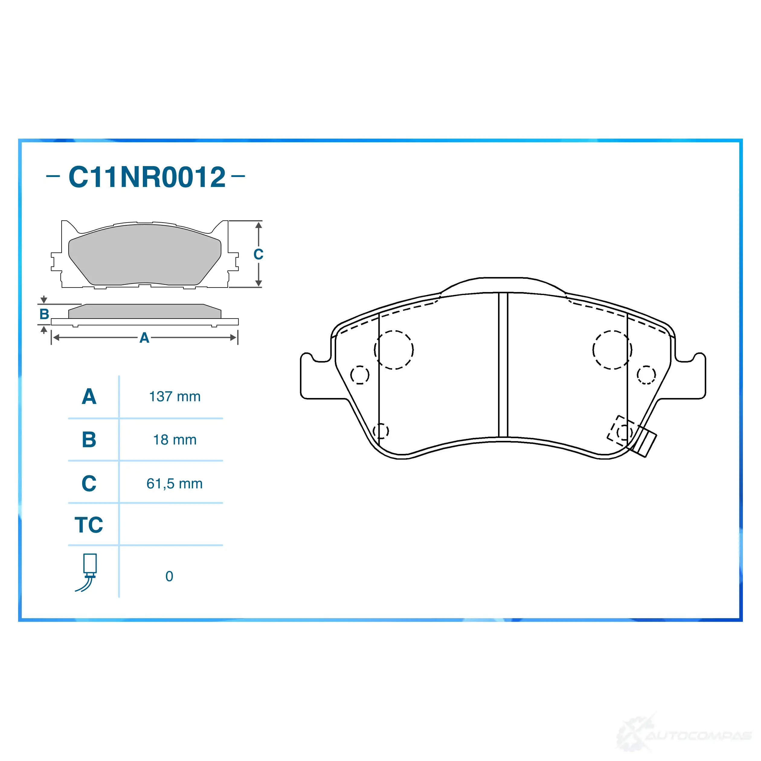 Тормозные колодки дисковые, комплект CWORKS YZ 7IT8Z 1439703412 C11NR0012 изображение 1