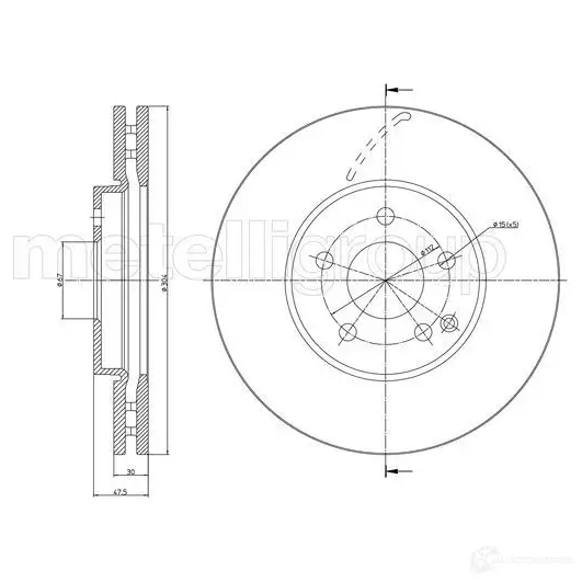 Тормозной диск METELLI 8032747041918 J QOMAD3 1213856 23-0965C