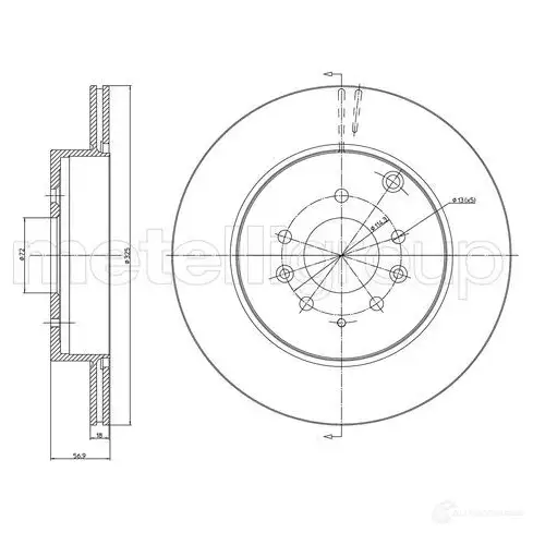 Тормозной диск METELLI ZGPN X2D 1214126 8032747118832 23-1313C изображение 0