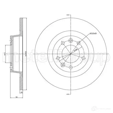 Тормозной диск METELLI 8032747103517 YW3 9UV3 1214145 23-1340C
