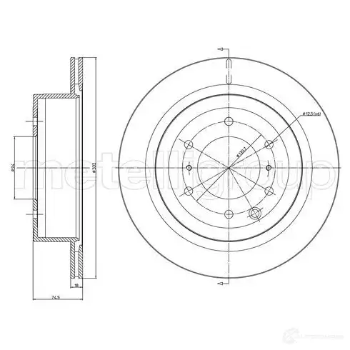 Тормозной диск METELLI 8032747118320 1214344 23-1663C KPHQ 8 изображение 0