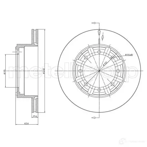 Тормозной диск METELLI 1213932 OHVMG QH 8032747118153 23-1046 изображение 0