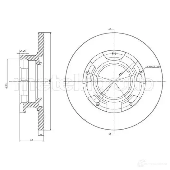 Тормозной диск METELLI I4 NF43U 8032747131084 23-1547 1214277 изображение 0