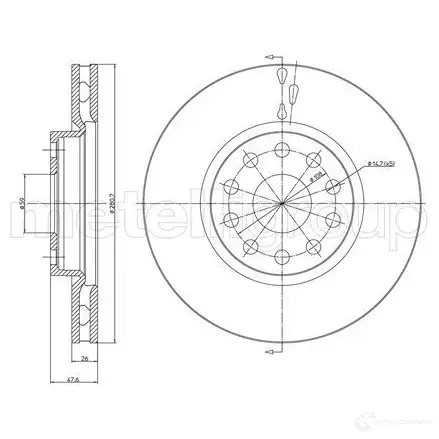 Тормозной диск METELLI 8032747025543 U 9EVW 23-0409C 1213377