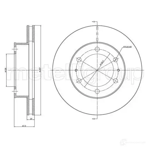Тормозной диск METELLI SI98P F 1213960 23-1077C 8032747111895 изображение 0