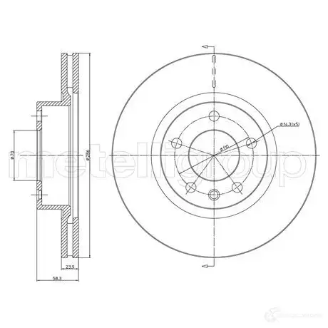 Тормозной диск METELLI D5H R17 1213398 8032747203651 23-0446 изображение 0