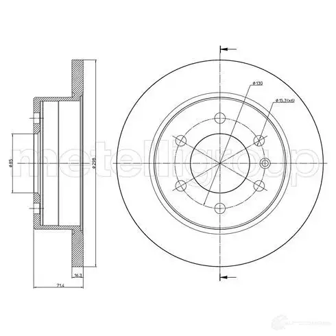 Тормозной диск METELLI 8032747041192 1213828 23-0936 S2 YLT