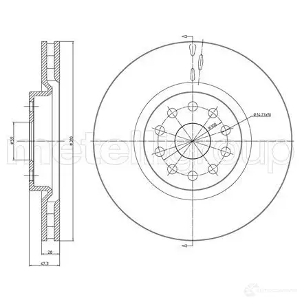 Тормозной диск METELLI 5 XT9F 23-0506C 1213448 8032747025789