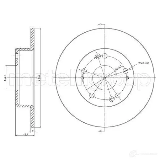 Тормозной диск METELLI 1214335 23-1648C 8032747118238 TTZCKU 2 изображение 0