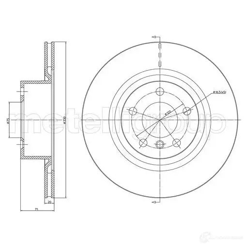 Тормозной диск METELLI DIN 0B 23-1261C 8032747100783 1214096