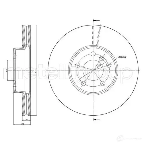 Тормозной диск METELLI 8032747100844 23-1300C 1214118 V IM8U