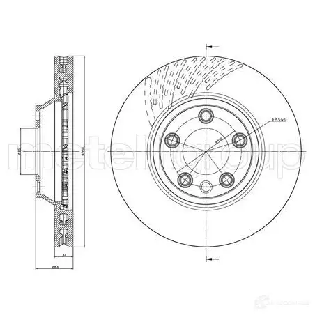 Тормозной диск METELLI Y TTF8 1213776 23-0882C 8032747040355 изображение 0