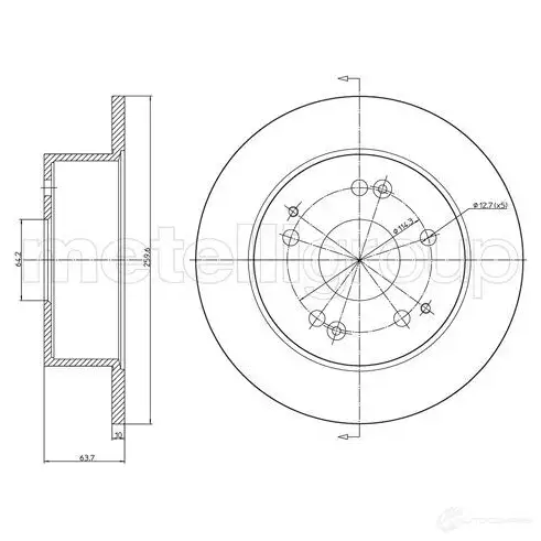 Тормозной диск METELLI PYEE T 1214052 8032747119150 23-1199C изображение 0