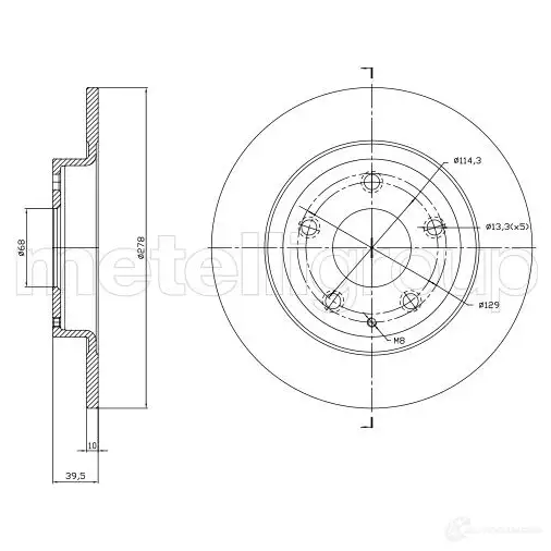 Тормозной диск METELLI 1437626694 5QWG V 23-1757C изображение 0