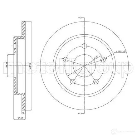 Тормозной диск METELLI 23-0121 8032747201015 1213199 RN3 V6YS изображение 0