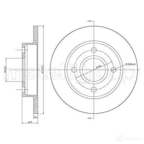 Тормозной диск METELLI C1O J38O 23-0377 8032747203132 1213349 - Изображение 1