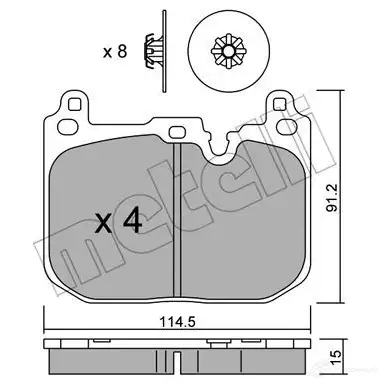 Тормозные колодки дисковые, комплект METELLI 25 028 13CY0H 1213117 22-1015-0
