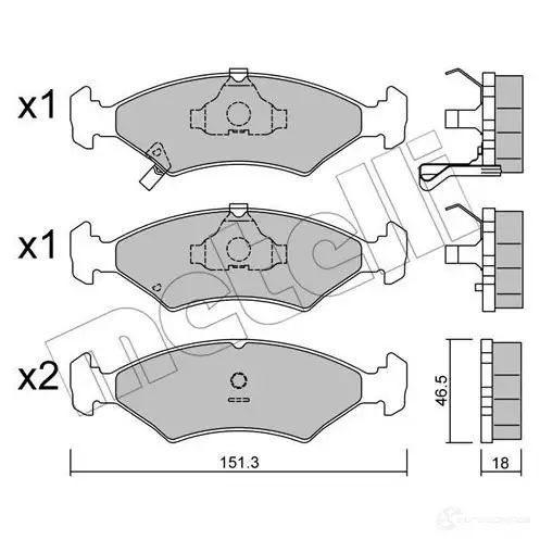 Тормозные колодки дисковые, комплект METELLI 22-0127-0 23385 1211937 2 3384