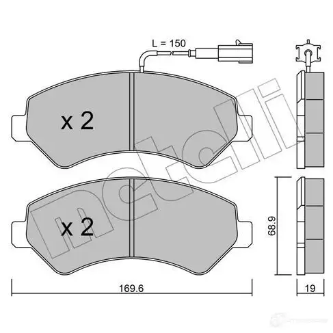 Тормозные колодки дисковые, комплект METELLI 22-0709-1 2 4466 1212761 24467 изображение 0