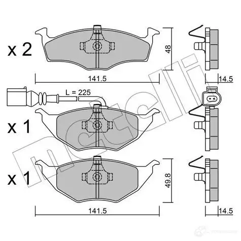Тормозные колодки дисковые, комплект METELLI 23395 1212289 2 3394 22-0345-1