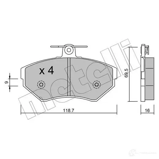 Тормозные колодки дисковые, комплект METELLI 4W05L 22-0215-1 21 945 1212082