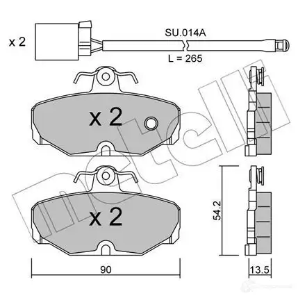 Тормозные колодки дисковые, комплект METELLI 2 0981 1211887 21729 22-0095-1K