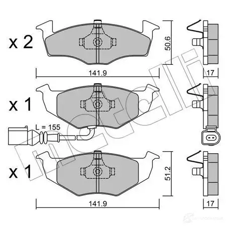 Тормозные колодки дисковые, комплект METELLI 2 1866 21868 22-0206-3 1212064 изображение 0