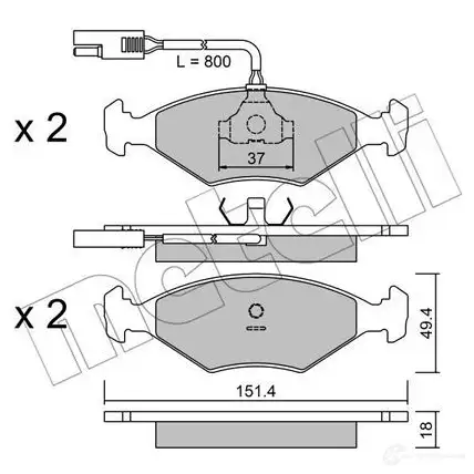 Тормозные колодки дисковые, комплект METELLI 22-0057-0 1211812 21195 211 93 изображение 0