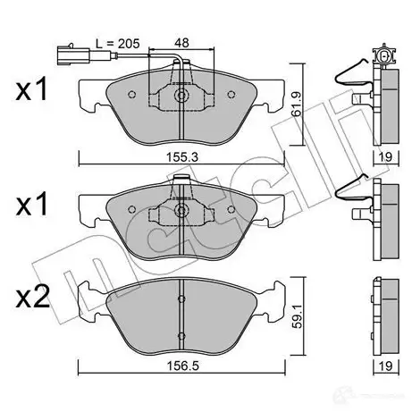 Тормозные колодки дисковые, комплект METELLI 21637 22-0083-2 2 1636 1211867