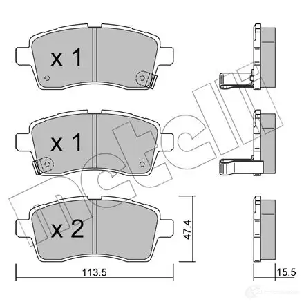 Тормозные колодки дисковые, комплект METELLI 22-1162-0 D82Y OBN 1437952161