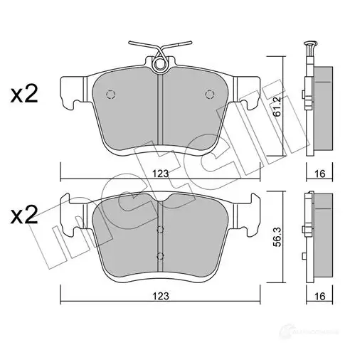 Тормозные колодки дисковые, комплект METELLI 25 008 1213044 22-0951-0 25010