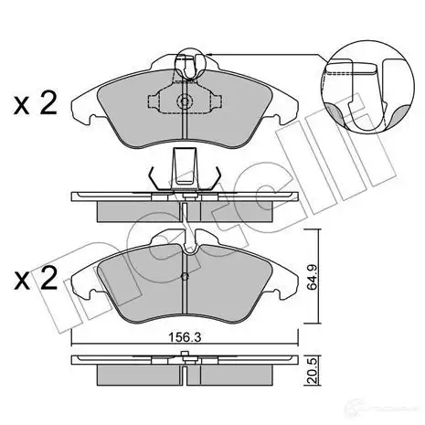 Тормозные колодки дисковые, комплект METELLI 23 990 22-0256-1 23991 1212146
