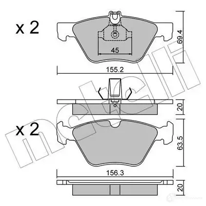 Тормозные колодки дисковые, комплект METELLI 22-0252-0 21671 2 1670 1212138