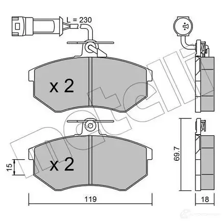 Тормозные колодки дисковые, комплект METELLI 20901 20 669 22-0148-4 1211971 изображение 0