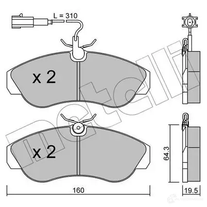 Тормозные колодки дисковые, комплект METELLI 1211980 23603 22-0155-1 2 1799