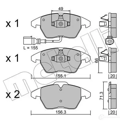 Тормозные колодки дисковые, комплект METELLI 23588 22-0548-0 1212519 2 3587