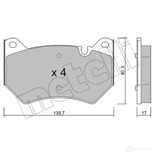 Тормозные колодки дисковые, комплект METELLI AS3XN 5O 1437952942 22-1170-0 изображение 0