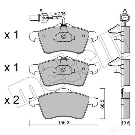 Тормозные колодки дисковые, комплект METELLI 21885 1212155 22-0263-1 2188 3 изображение 0