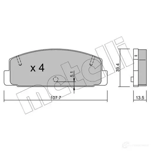 Тормозные колодки дисковые, комплект METELLI 2003 1 1212214 IND5L76 22-0302-0