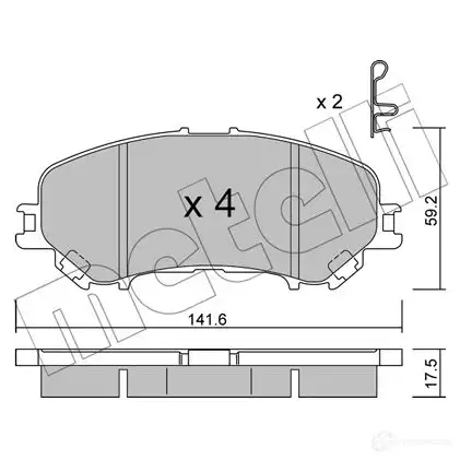 Тормозные колодки дисковые, комплект METELLI 1438463393 22-1010-1 P R1I15I