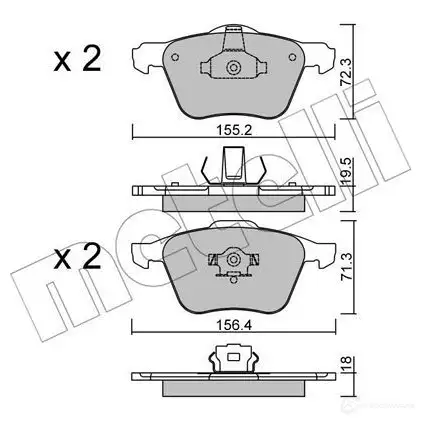 Тормозные колодки дисковые, комплект METELLI 2 3590 1212912 23591 22-0833-0