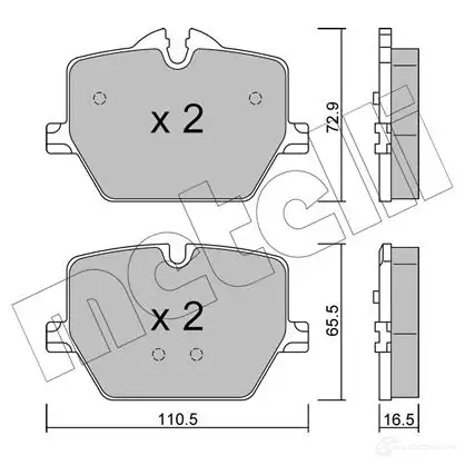Тормозные колодки дисковые, комплект METELLI 1438463509 GU8 38CV 22-1266-0
