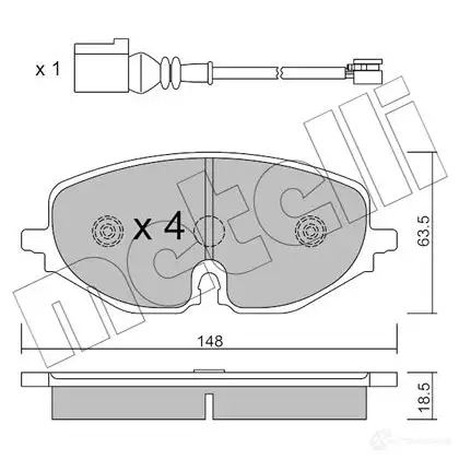 Тормозные колодки дисковые, комплект METELLI 1437952325 I 065MO 22-1280-0