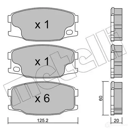 Тормозные колодки дисковые, комплект METELLI 29243 1212642 292 42 22-0622-0