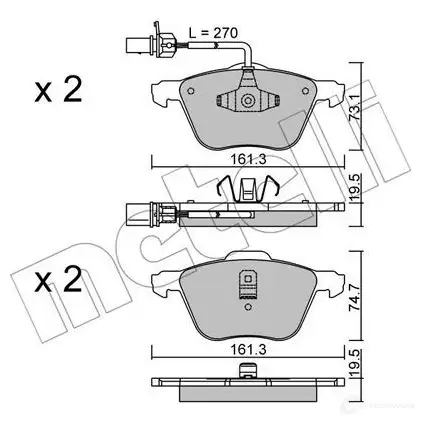 Тормозные колодки дисковые, комплект METELLI 23270 22-0551-0 232 69 1212530 изображение 0